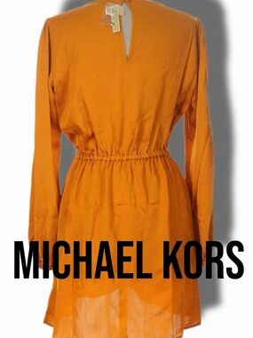 Michael Kors Orange Long-Sleeve Drawstring-Waist dress -retail $140-L